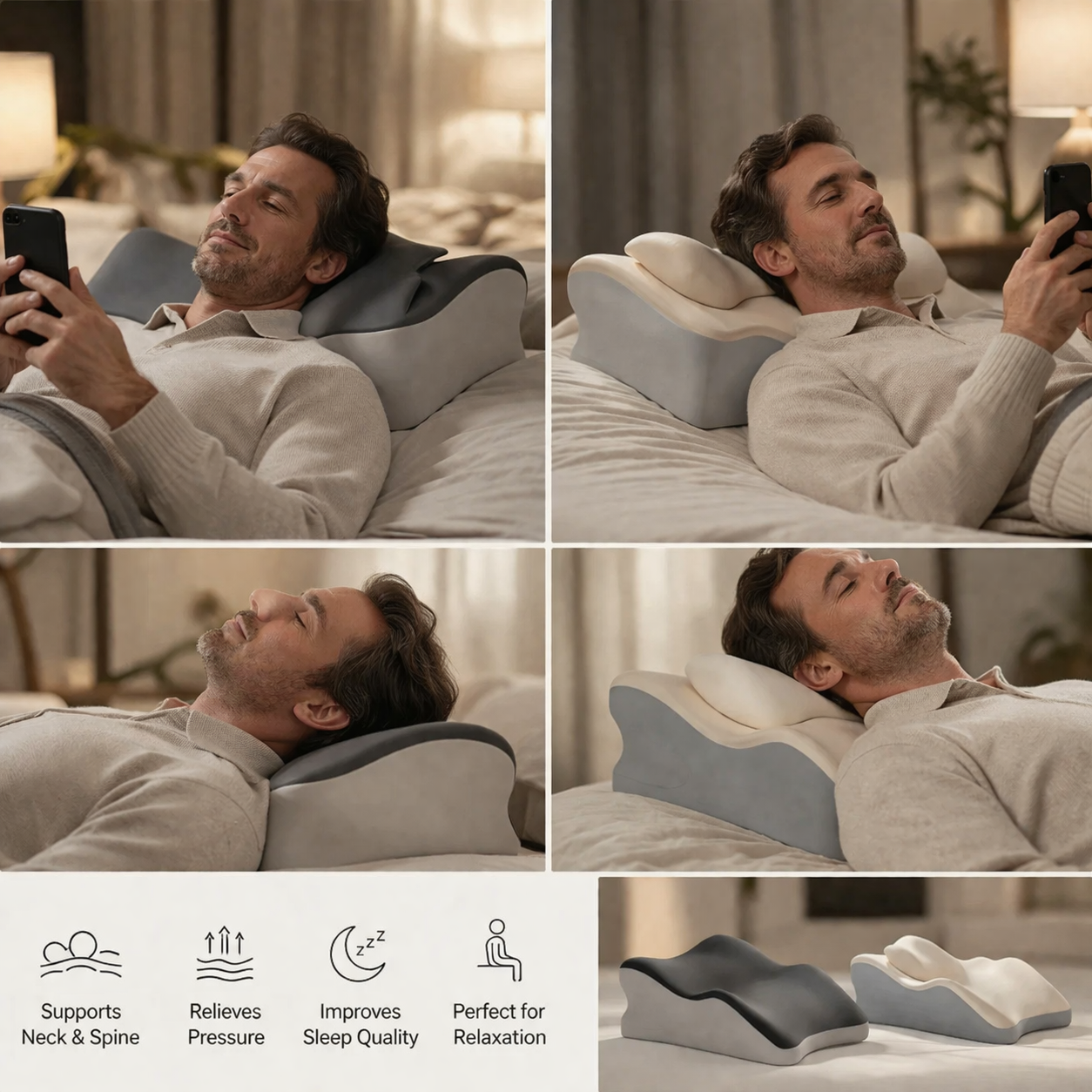 Breathable Ice Silk Bed Pillow - Ergonomic Comfort